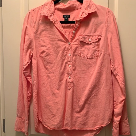 J Crew coral button up tunic top small - Picture 1 of 3